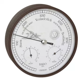 TFA Dostmann 20.2027.08 stazione meteo analogica con barometro, termometro e igrometro, quadrante bianco, ghiera in ottone, da parete