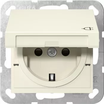 GIRA 441401 presa SCHUKO con coperchio a ribalta, System 55, bianco crema