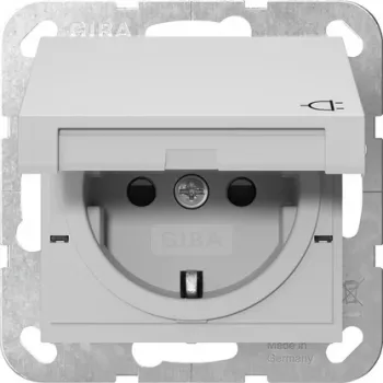 Gira System 55 presa SCHUKO con coperchio a ribalta, grigio 4414015