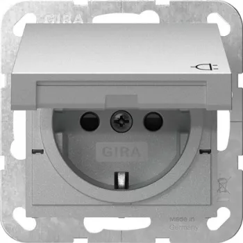 GIRA 441426 presa SCHUKO con coperchio a ribalta e bloccaggio, System 55, bianco puro lucido