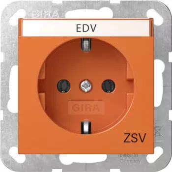 Gira System 55 Presa SCHUKO con coperchio a ribalta, protezione bambini, arancione 4457109