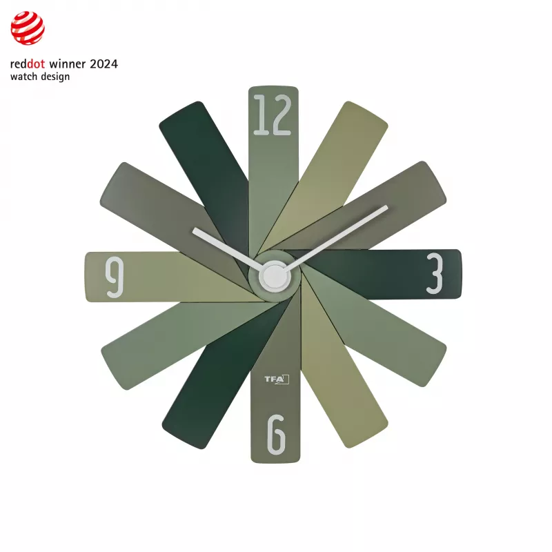 TFA Dostmann 60.3020.04 Orologio da parete al quarzo 400 mm verde oliva lancetta dei secondi continua