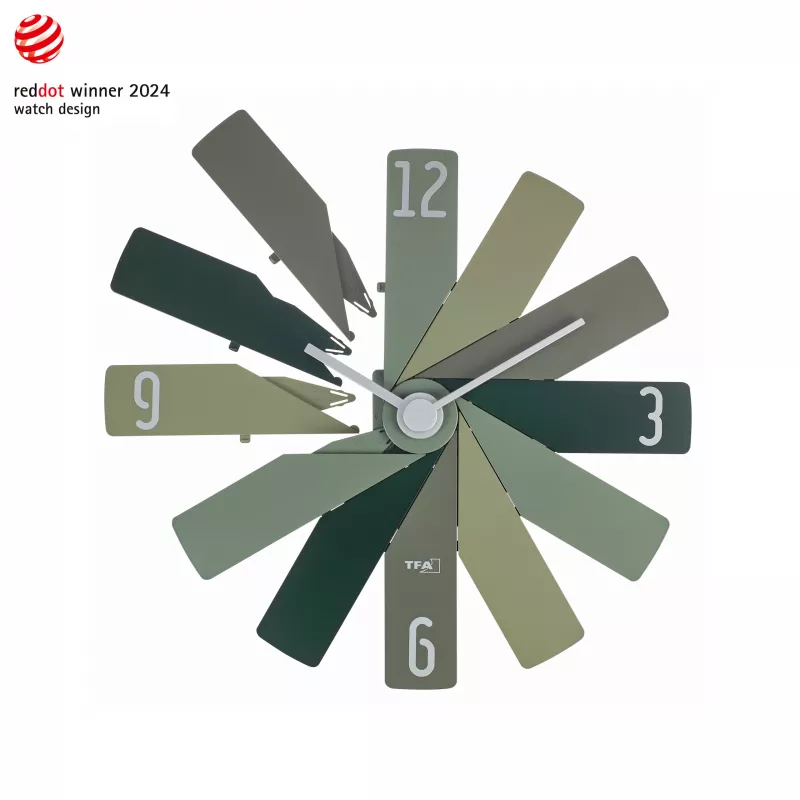 TFA Dostmann 60.3020.04 Orologio da parete al quarzo 400 mm verde oliva lancetta dei secondi continua