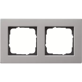 Gira E2 Placca 2 posti piatta acciaio inox 0212335
