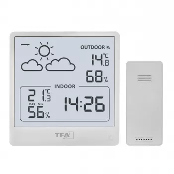 TFA Dostmann CLEO Stazione meteo radiocontrollata, nero, radiocontrollata DCF-77, previsioni 12-24h, temperatura e umidità interna/esterna, allarme gelo, retroilluminazione 35.1176.02