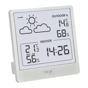 TFA Dostmann CLEO Stazione meteo radiocontrollata, nero, radiocontrollata DCF-77, previsioni 12-24h, temperatura e umidità interna/esterna, allarme gelo, retroilluminazione 35.1176.02