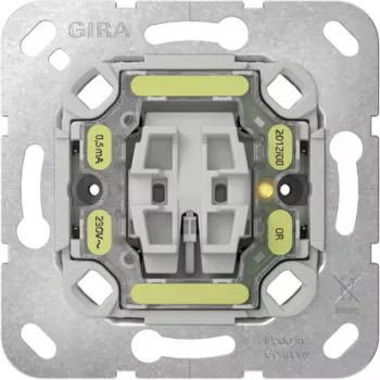 GIRA 382600 Modulo interruttore con spia, 1 polo, 10 A, 250 V, da incasso, con collegamento spia di controllo, termoplastica, IP20
