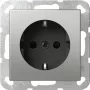 Gira System 55 Presa SCHUKO con shutter, effetto acciaio inox 4183600