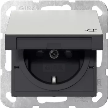 Presa SCHUKO Gira con coperchio a ribalta e shutter, acciaio inox, 1 modulo, da incasso, 16 A, 250 V 4414600