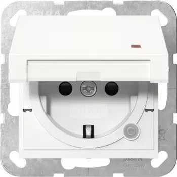 Presa Schuko Gira System 55 con LED di controllo, bianco puro 455227