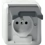 Presa Schuko GIRA 448530 con coperchio a ribalta, bianco puro lucido
