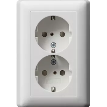 Presa Schuko Gira System 55 CEE 7/3, 16 A, 250 V, bianco puro lucido, coperchio a ribalta 078327