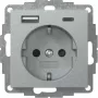 Gira System 55 Presa SCHUKO con caricabatterie USB A/C, alluminio 245926