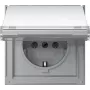 Gira TX_44 presa SCHUKO con coperchio a ribalta e campo per etichetta, bianco puro 441065