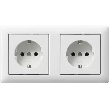 Gira System 55 presa Schuko 2 posti precollegata con cornice, bianco puro lucido 479303