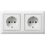 Gira System 55 presa Schuko 2 posti precollegata con cornice, bianco puro lucido 479303