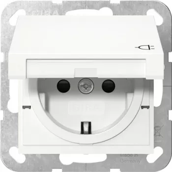 GIRA 475403 presa SCHUKO con coperchio a ribalta, protezione aumentata contro i contatti, System 55, bianco puro