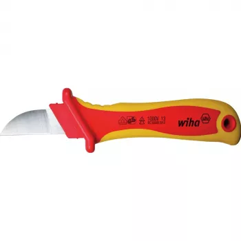 Wiha coltello per cavi 200 mm con lama a uncino, isolato 1000V AC, manico ergonomico multiuso, confezione blister SB 38798
