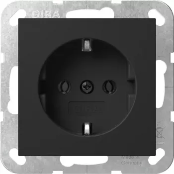 Gira System 55 Presa SCHUKO con coperchio a ribalta, nero 4180005