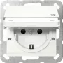 Gira 455703 Presa SCHUKO con coperchio a ribalta, bianco puro lucido, System 55
