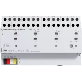 GIRA Attuatore dimmer radio guida DIN 4 canali 543100
