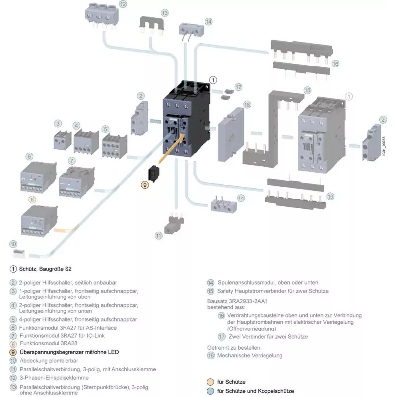 Siemens SIRIUS 3RT2936-1BD00 varistore protezione da sovratensione per contattori 3RT2, 127-240 V AC / 150-250 V DC, montaggio frontale a innesto