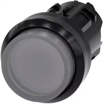 Siemens SIRIUS ACT elemento frontale pulsante illuminato, plastica, trasparente, 22mm, anello frontale nero 3SU1001-0BB70-0AA0