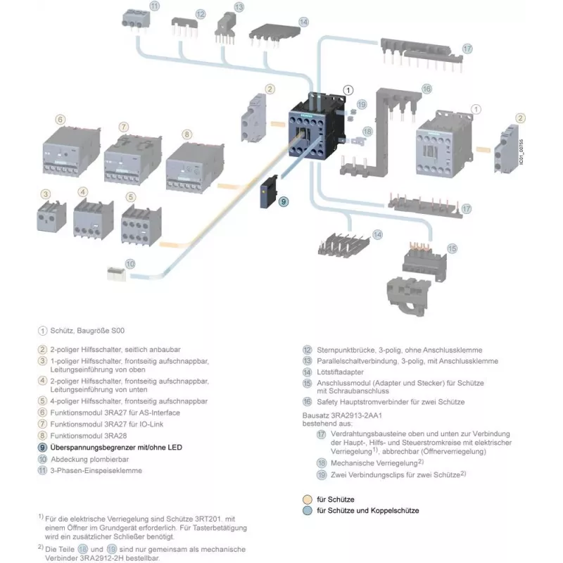 Siemens 3RT29161CC00 Limitatori di sovratensione, varistore, 48-127V AC / 70-150V DC, per contattori SIRIUS 3RT2 S0