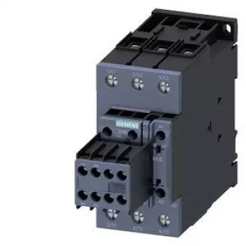 Contattore di potenza SIEMENS SIRIUS 3RT20, 37 kW, 72 A, 3 poli, bobina 24 V AC, 2 NO + 2 NC contatti ausiliari 3RT20381AD04