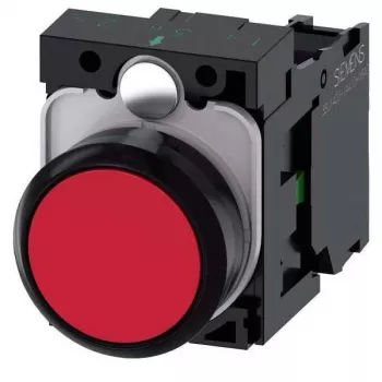 Pulsante completo Siemens SIRIUS ACT, plastica, rosso, 22mm, 1NO+1NC, morsetti a vite 3SU1100-0AB20-1BA0