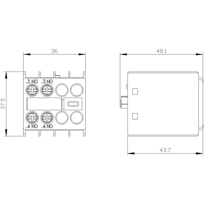 Siemens blocco contatti ausiliari 3RH2911-1HA20, 2 NO, montaggio frontale, morsetti a vite