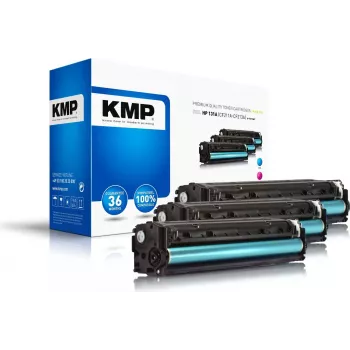 KMP 1236,0030 cartucce toner compatibili multi-pack per HP LaserJet Pro 200 color M251n/M251nw - ciano, magenta, giallo (confezione da 3, 1800 pagine ciascuna)