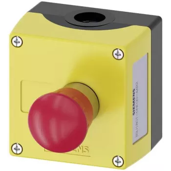 Siemens SIRIUS ACT 3SU18010NE004AB2 stazione di comando per montaggio a pavimento con pulsante rosso con sblocco a rotazione, 1 NO, IP66/67/69K, grigio