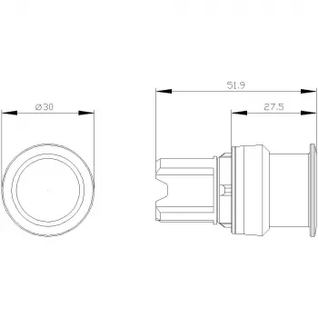 Siemens SIRIUS ACT Elemento frontale pulsante a fungo, plastica, nero, 22mm, attuatore 40mm, a ritenuta, sblocco tramite trazione 3SU1000-1AD10-0AA0