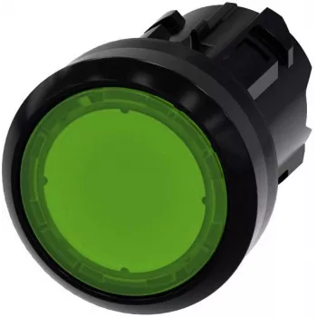 Siemens SIRIUS ACT attuatore pulsante, 22mm, rotondo, verde, a pressione, non illuminato, anello frontale in plastica, nero 3SU10010AD400AA0