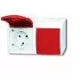 Busch-Jaeger 20/2 presa doppia con coperchio rosso a cerniera, orizzontale, 2084-0-0713 (2CKA002084A0713)