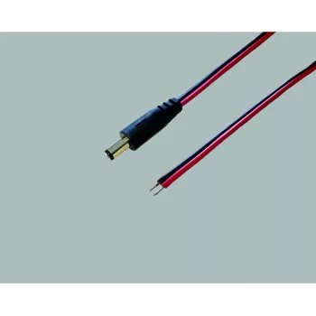 BKL Electronic 075144 cavo di collegamento a bassa tensione, connettore DC 5,5 x 2,1 mm su estremità libere, 0,5 m, nero