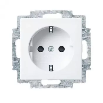 Busch-Jaeger meccanismo presa SCHUKO 100 pezzi, confezione risparmio da 20, bianco/grigio chiaro 2CKA002013A5545