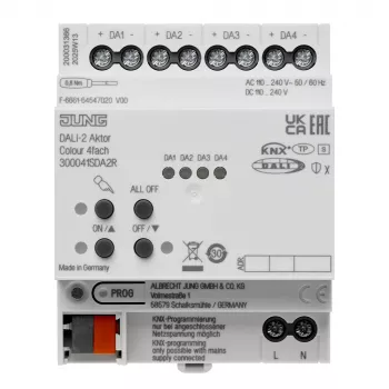 JUNG KNX DALI-2 Attuatore colore 4 canali, guida DIN, 4 TE, Secure (300041SDA2R)