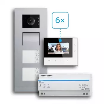 BUSCH-JAEGER 83-6FHVIDEO/SET kit casa video 6 utenze a 2 fili montaggio a parete (2CKA008300A1466)
