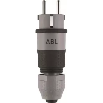 ABL 100000070 Spina professionale ibrida SCHUKO e francese/belga, grigio, IP54, 16A, 250V, morsetti a vite, montaggio su cavo