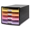 HAN IMPULS Cassettiera, 4 cassetti aperti, nero/pastello, polistirene, fino a DIN C4 1013-139