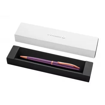 Pelikan Jazz Noble Elegance penna a sfera, viola, anello decorativo cromato, meccanismo rotante, ricarica blu media, confezione regalo 400198310
