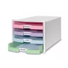 HAN IMPULS cassettiera DIN A4, 4 cassetti, rosa/viola/blu/verde 1013-129D
