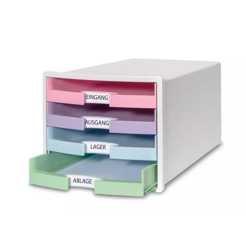 HAN IMPULS cassettiera DIN A4, 4 cassetti, rosa/viola/blu/verde 1013-129D