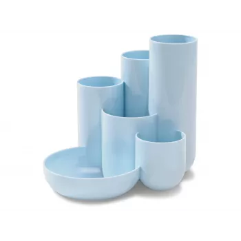 HAN CAMPUS organizer da scrivania multi-scomparto, 6 scomparti, polistirene, blu pastello, 5 tubi e 1 scomparto per piccoli oggetti 17480-884