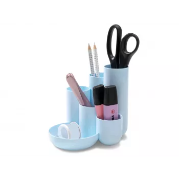 HAN CAMPUS organizer da scrivania multi-scomparto, 6 scomparti, polistirene, blu pastello, 5 tubi e 1 scomparto per piccoli oggetti 17480-884