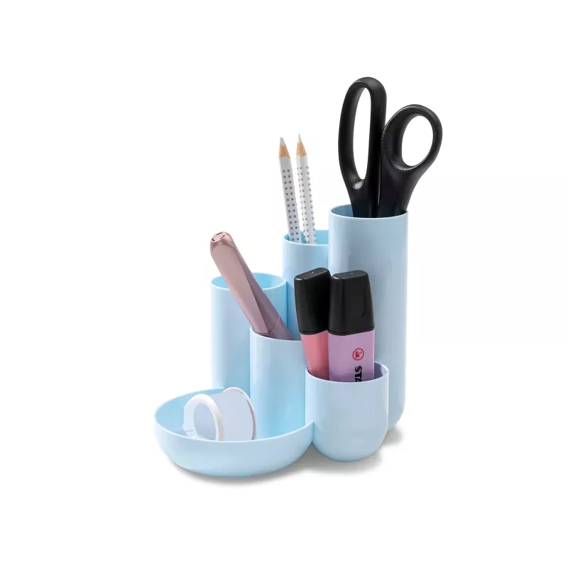 HAN CAMPUS organizer da scrivania multi-scomparto, 6 scomparti, polistirene, blu pastello, 5 tubi e 1 scomparto per piccoli oggetti 17480-884