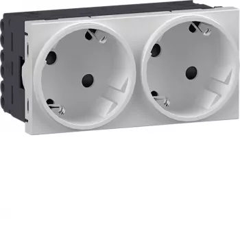 HAGER GS20229016 Presa SCHUKO, 2 posti, 33°, bianco traffico