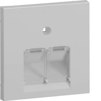 Hager GZUAE2A7035 Copertura centrale per 2 prese di connessione UAE/RJ45, grigio chiaro RAL 7035